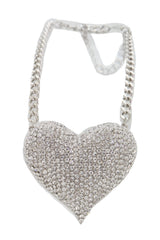 Women Silver Metal Chain Fashion Necklace Dressy Bling Heart Love Charm Pendant Sexy Look