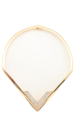 Edgy able Gold Metal Strand Choker Fancy Necklace V Shape One Size