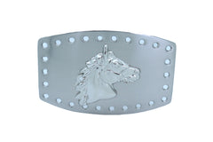 Horse Profile Silver Metal Rectangular Belt Buckle