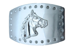 NEW Horse Profile Silver Metal Rectangular Belt Buckle