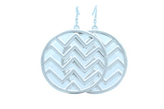 Silver Metal Big Hoop Round Chevron Trendy Earrings Set