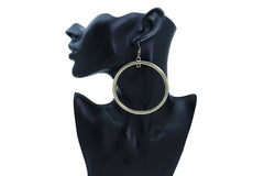 Gold Thick Hoop Ring Dangle Earrings