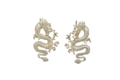 Earrings Set Gold Metal Large Bling Chinese Dragon Ethnic Style