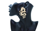 Earrings Set Gold Metal Large Bling Chinese Dragon Ethnic Style
