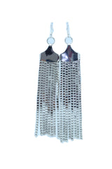 Silver Mesh Metal Long Tassel Earrings