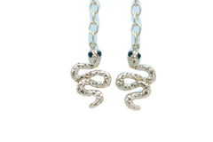 Long Gold Metal Chain Snake Charm Dangle Earrings
