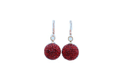 Women Earrings Set Hook 80's Disco Mini Hot Red Color Bling Ball Night Club Stylish Look
