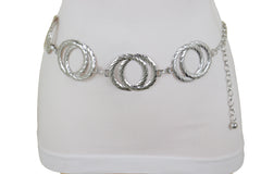 Silver Metal Circle Round Charms Waistband Fashion Belt Hip Waist S M L