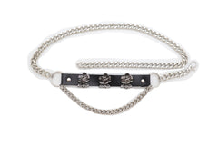 Silver Metal Chain Fashion Belt Hip High Waist Rose Flower Charms Size XS S M