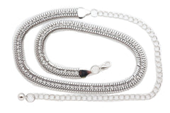 Silver Metal Chain Bling Skinny High Waist Hip Fashion Belt Fit Size S M L