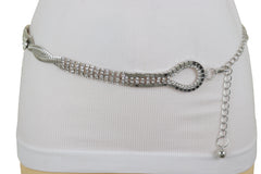 Silver Metal Chain Flowers Charms Belt Hip High Waist Fit Size S M