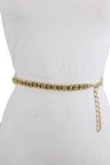 Skinny Gold Mesh & Metal Chain Link Belt
