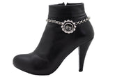 Silver Metal Chain Western Boot Bracelet Shoe Anklet Bling Flower Charm