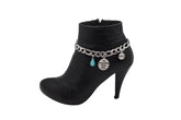 Women Silver Metal Chain Boot Bracelet Shoe Anklet Charm Love Complete Life