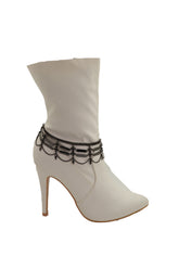 Women Black Color Metal Chain Western Boot Bracelet Web Net Charm Shoe Anklet