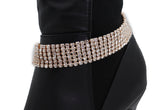 Women Gold Metal Chain Boot Bracelet Shoe Rhinestones Bling Charm Jewelry Anklet Fancy Dressy Look