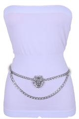 Wide Faux Leather Black Elastic Belt Side Arrows S M