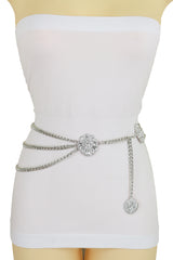 Multi Wave Lion Side Charms Metal Chain Belt