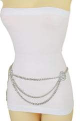 Multi Wave Lion Side Charms Metal Chain Belt