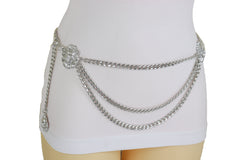 Multi Wave Lion Side Charms Metal Chain Belt