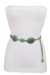 Turquoise Bohemian Antique Metal Chain Belt