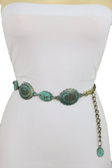 Turquoise Bohemian Antique Metal Chain Belt