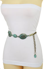 Turquoise Bohemian Antique Metal Chain Belt
