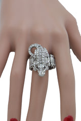 Rhinestone Bling Alligator Crocodile Elastic Band Ring