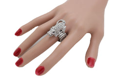 Rhinestone Bling Alligator Crocodile Elastic Band Ring