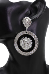 Silver Lion Medallion Dangle Earrings