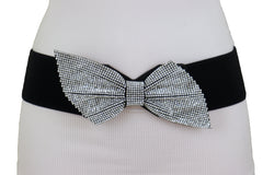 Rhinestone Bow Elastic Belt S M L