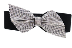 Rhinestone Bow Elastic Belt S M L
