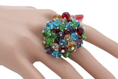 Multicolor Pompom Bead Ring