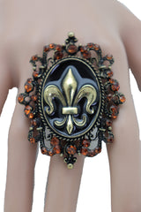 French Style Filigree Fleur De Lis Gold Metal Big Fashion Ring