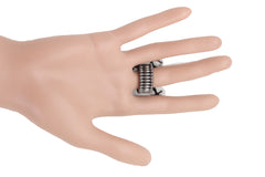 Orange Rhinestone Jeweled Frog Silver Band Ring