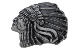 Native American Indian Chief Side Profile Metal Belt Buckle