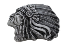 Native American Indian Chief Side Profile Metal Belt Buckle