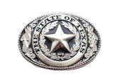 Oval Shaped State of Texas Silver Belt Buckle