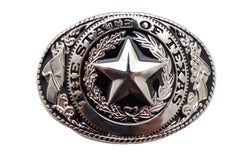 Oval Shaped State of Texas Silver Belt Buckle