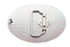 Oval Shaped State of Texas Silver Belt Buckle