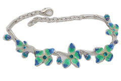 Silver Metal Chain Boot Bracelet Shoe Anklet Fun Blue Flower Elegant Charm