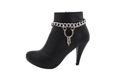Silver Chain with Silver Boot Spurs Charm Boot Bracelet