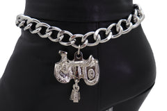 Silver Metal Chain Boot Bracelet Western Shoe Anklet Horse Saddle Charm