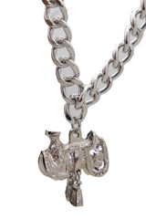 Silver Metal Chain Boot Bracelet Western Shoe Anklet Horse Saddle Charm