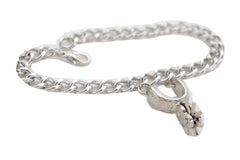 Silver Chain with Silver Boot Spurs Charm Boot Bracelet