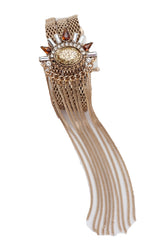 Women Gold Metal Chain Long Tassel Bracelet Bling Sun Bead Artsy One Size