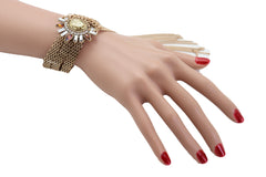 Women Gold Metal Chain Long Tassel Bracelet Bling Sun Bead Artsy One Size