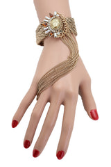 Women Gold Metal Chain Long Tassel Bracelet Bling Sun Bead Artsy One Size