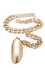 Gold Metal Hand Chain Wrist Bracelet Bling Connected Ring