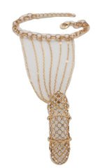 Gold Metal Hand Chain Bracelet Bling Band Elastic Ring Hot